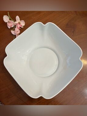 Apilco France Sevres Classic White 9.75” Square Tulip Serving Bowl - No. 2
